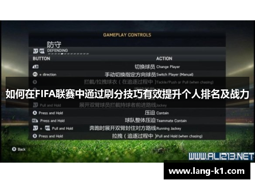 如何在FIFA联赛中通过刷分技巧有效提升个人排名及战力